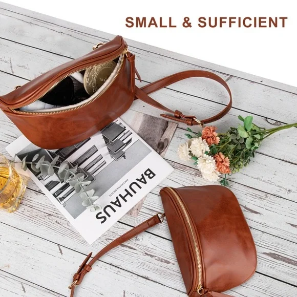 Lady Elegant Brown Leather Crossbody Bag - Picture 4 of 7